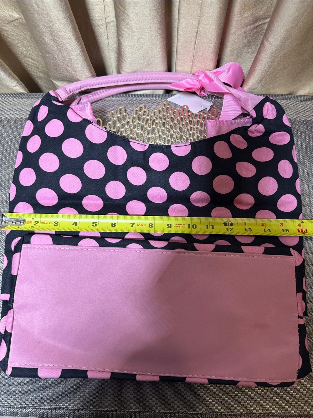 Stylish Pink Polka Dot Tote Bag - Picture 4 of 6